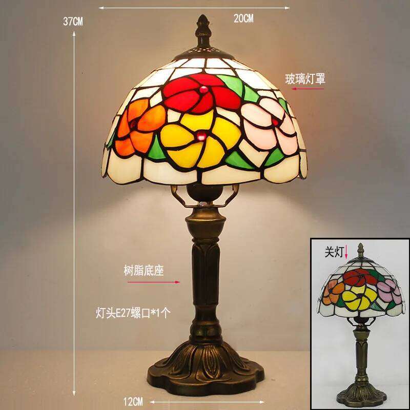 European Tiffany Retro Restaurant Bar Cafe Stained Glass Bedside Bedroom Creative Small Table Lamp E27 Home Decor Lighting H260225