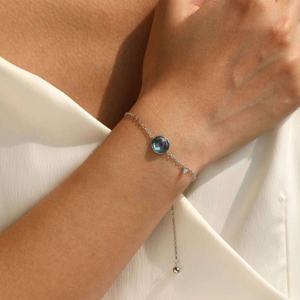 MODIAN 925 Sterling Silver Simple Round Blue Cubic Zirconia Long-termism Daily Trendy Bracelets For Women Fine Jewelry Z260225