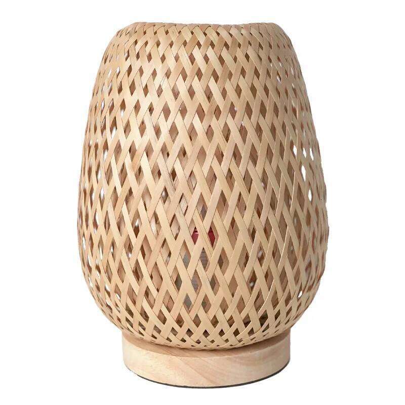 Wabi Sansan Bedside Bedroom Nordic Bamboo Weaving Night Homestay Vintage Small Table Lamp Style H260225