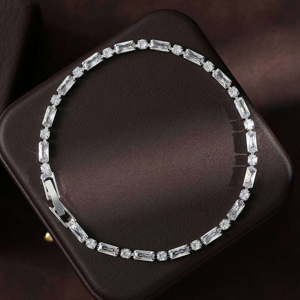 ZAKOL Trendy X Heart Square Zirconia Chain Bracelets For Women Girls Brides Silver Color Crystal Wristlet Jewelry Festival Gifts Z260225