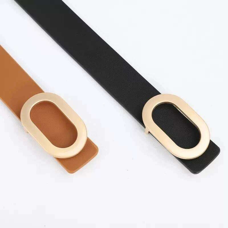 For Women Round Square Pin Buckle Jeans Black Chic Luxury Brand Designer Leather Belt Female Y260225