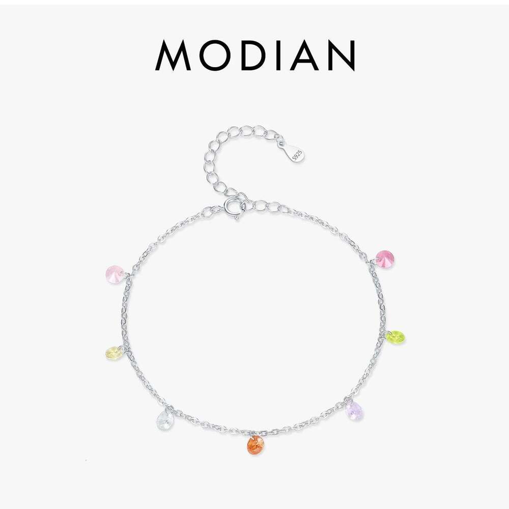 MODIAN Rainbow Colorful Zircon 925 Sterling Silver Fashion Delicate Link Chain Bracelet For Women Girls Fine Jewelry Z260225