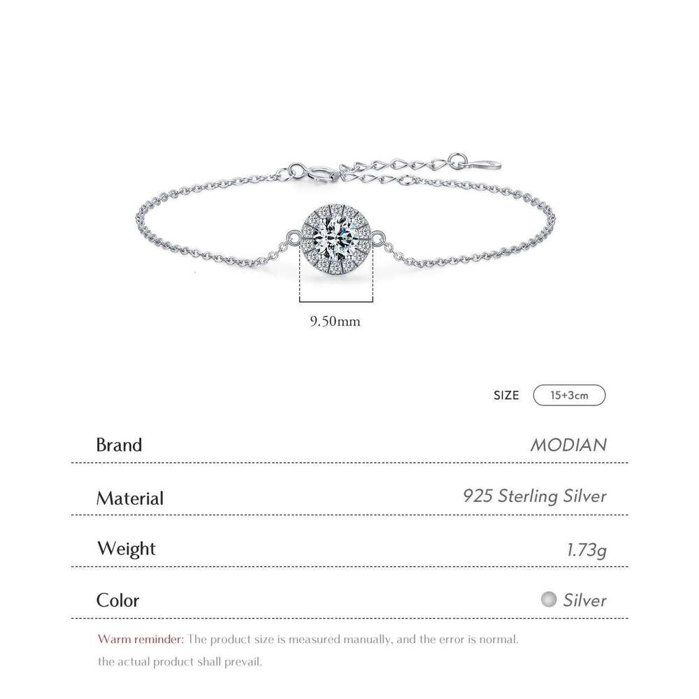 MODIAN Pure 925 Sterling Silver Luxury 1.0Ct Sparkling Clear CZ Link Chain Charm Bracelet For Women Wedding Engagement Jewelry Z260225