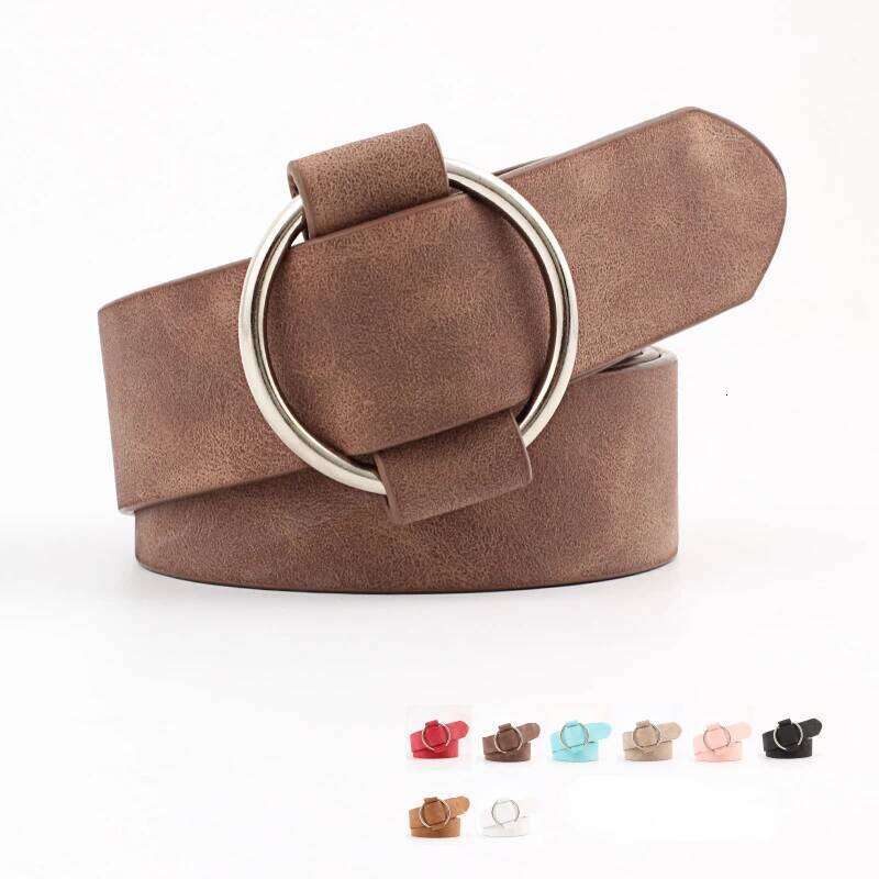 Fashion needleless Metal Round Ring buckle belt woman strap girdle for Leisure Dress Jeans decorate Waistband width 3X105cm Y260225