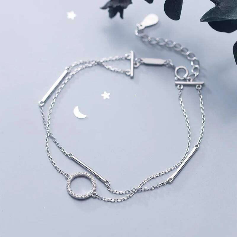 Modian 925 Sterling Silver Geometric Stick Radiant Zircon Round Bracelet for Women Adjustable Link Chain Original Fine Jewelry Z260225