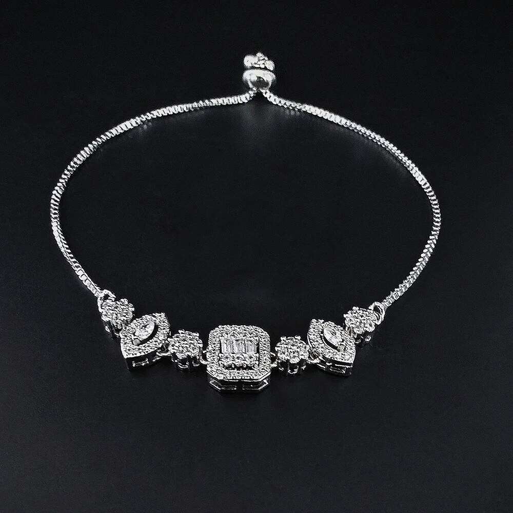 2024 New Trendy Silver Color Bracelet Bangle for Women Wedding Bride on Hand Gift Jewelry drop shipping S007 Z260225