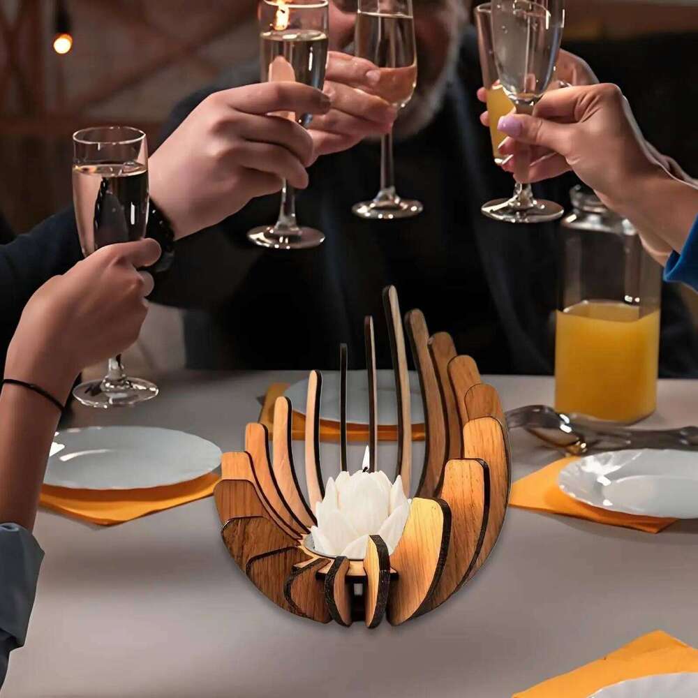 12x15cm Wooden Creative Candlestick Tea Light Holders Aromatherapy Candle Centerpieces Home Table decoration W260226