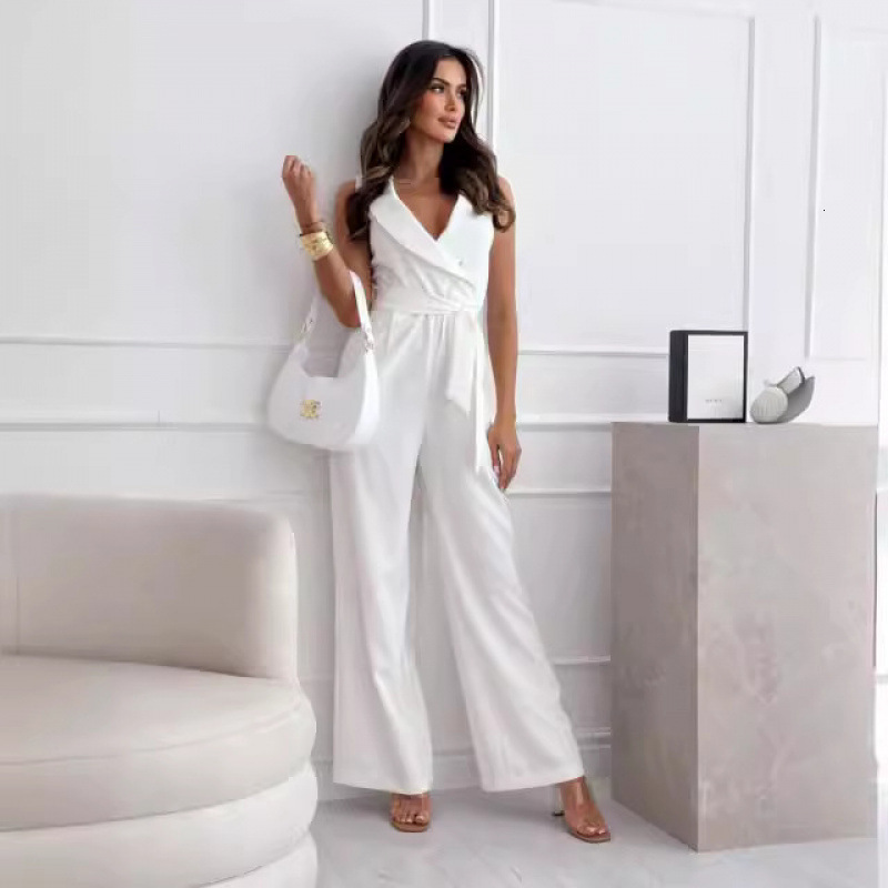 2025 Womens Fashion New High-Waisted Commuting Slim-Fit Strap Jumpsuit Pants 250410