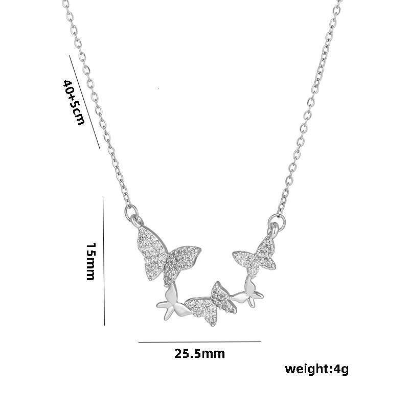 Light Luxury Zircon Butterfly Pendant Necklace For Women Trendy Fashionable Collarbone Chain