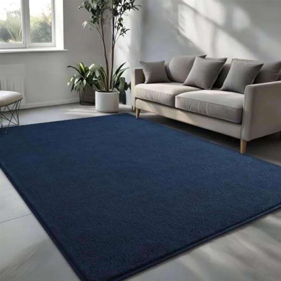 Area Rugs for Bedroom Living Room 6x9 Navy Blue Thickened Memory-Foam Indoor Carpets Modern Aesthetic Minimalist Super Soft Com W260226
