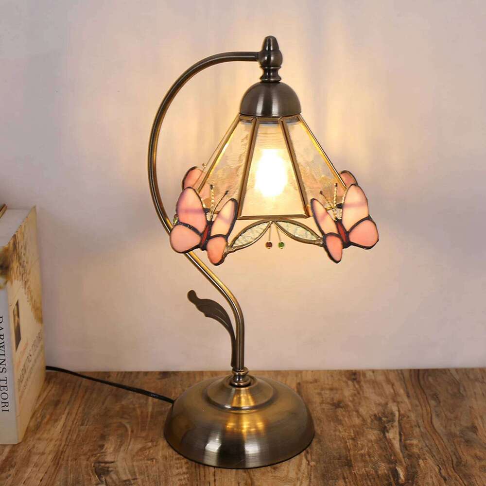 Modern minimalist bedroom bedside study lamp, hotel creative butterfly glass decorative desk lamp H260225