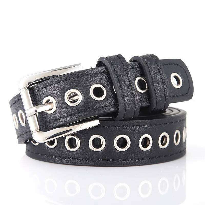 New Fashion Women Canvas Belts Hollow Out Air Hole Waistband Long Personality Casual Metal Ring Wild Belt Ceinture Femme Present Y260225