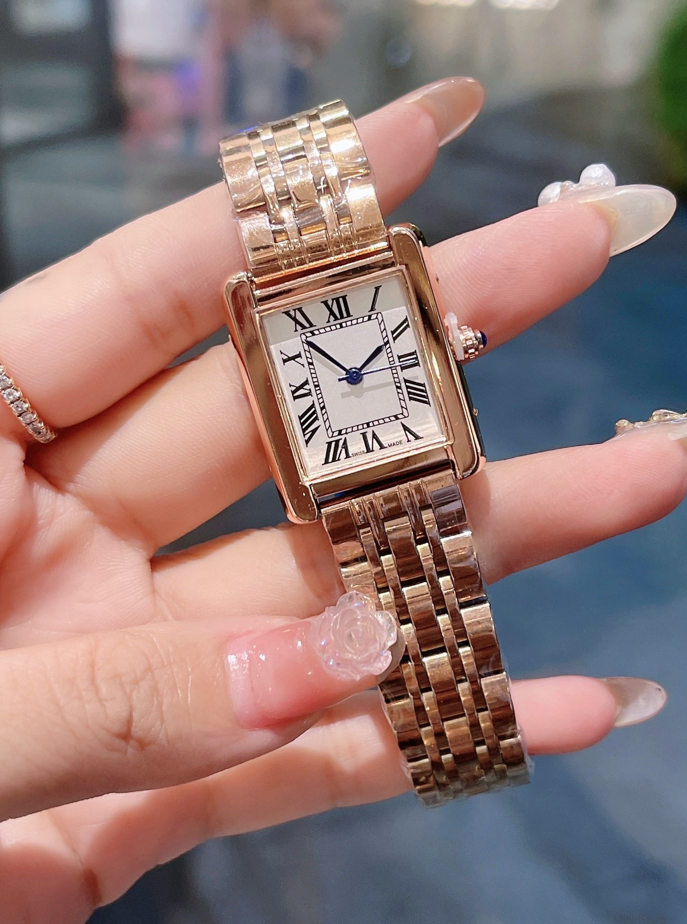 Luxury Womens Square TANK Watch Designer Watches Premium Quartz Movement Stainless Steel Bracelet Sapphire Glass Waterproof women Wristwatches #666