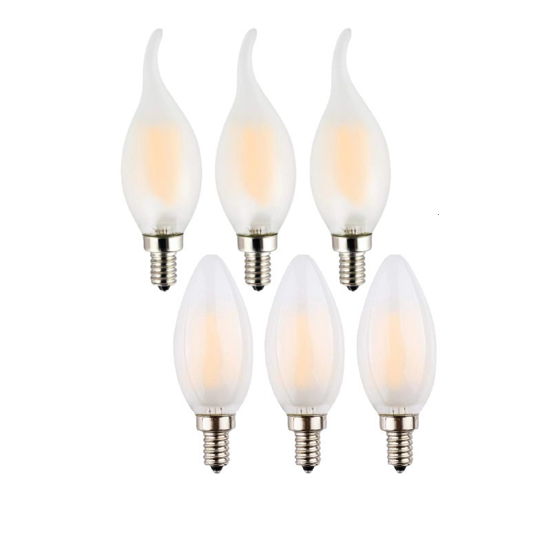 LED filament lamp frosted E14 tail tip bubble hanging bulb light source glass C35 candle bulb milky white bubble
