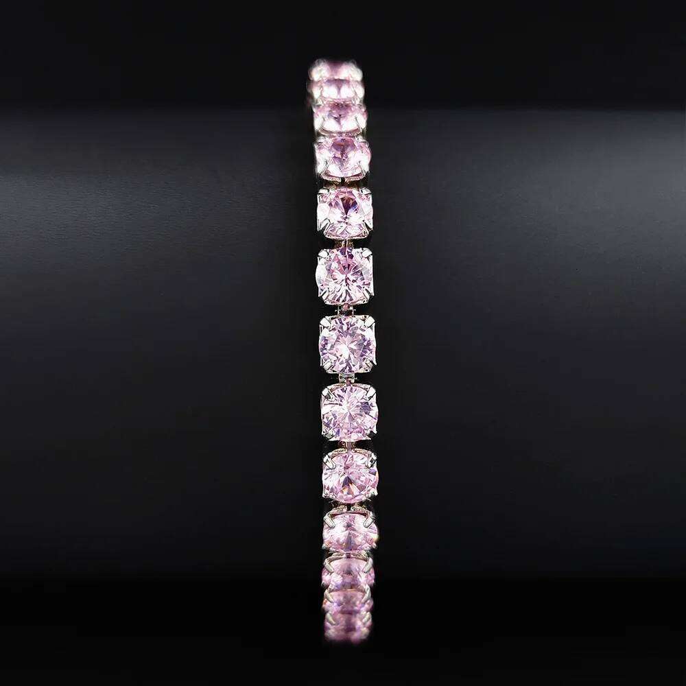 Rose Gold Silver Color 3mm 4mm 5mm Pink Blue Green Red Tennis Bracelet Bangle for Women Wedding Fashion Jewelry Party Gift S4777 Z260225