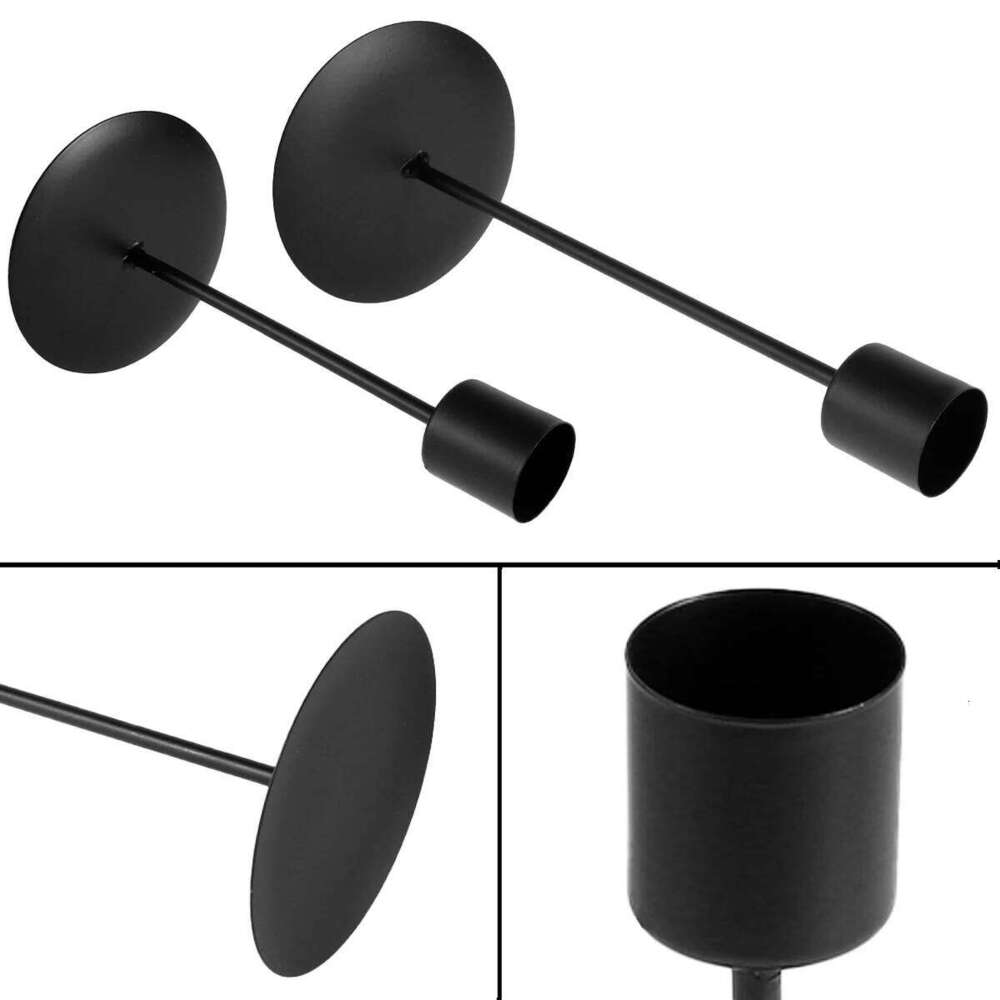 2Pcs Black Metal Candlestick Taper Decorative Candle Holder for Wedding Dinning Anniversary Table Centerpieces W260226