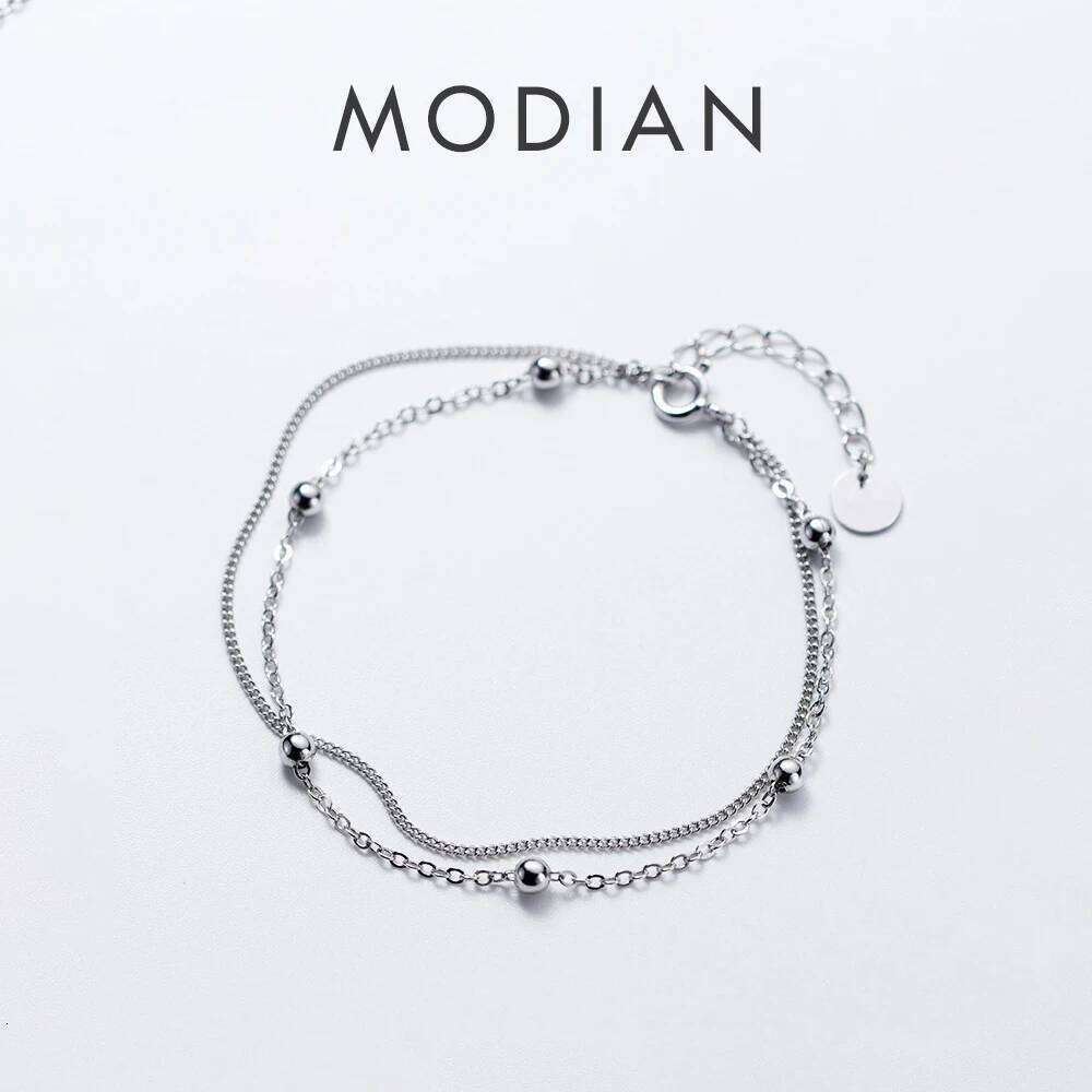 Modian Fashion Simple Beads Line Chain Bracelets For Women 100% 925 Sterling Classic Charm Bracelet S925 Silver Jewelry Z260225