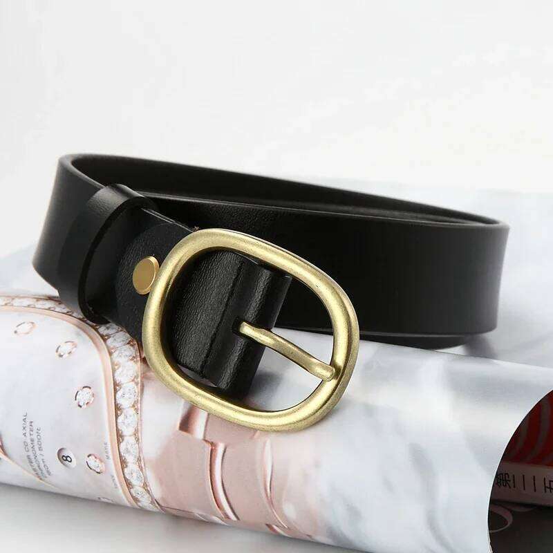 DINISITON New Womens Belt Genuine Leather Belts For Women Female Gold Pin Buckle Strap Fancy Vintage for Jeans Dropshipping Y260225