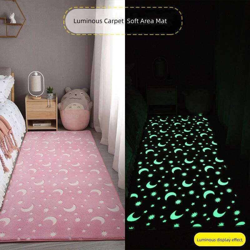 Luminous Carpet For Living Plush Soft Children Kids Bed Room Fluffy Floor Carpets Bedside Anti Slip Rug Sofa Glow Mat W260226