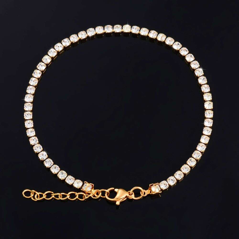 Sparkly Cubic Zirconia Tennis Bracelet for Women Rhinestone Chain Minimalist Crystal Bangle Stainless Steel Jewelry Accessories Z260225