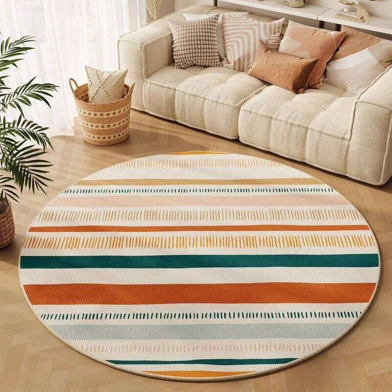 Minimalist Style Round Rug Non-Slip Circle Carpet Living Room Floor Mat for Chair Coffee Table Bedside Decoration So Modern W260226