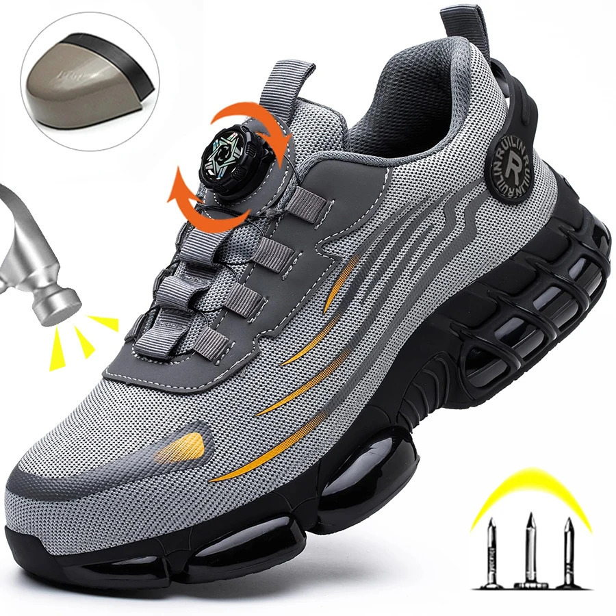 Indestructible Steel Toe Protective Safety Shoes Slip Resistant Abrasion Resistant Work Shoes Men Tough Comfortable Sneaker 260205