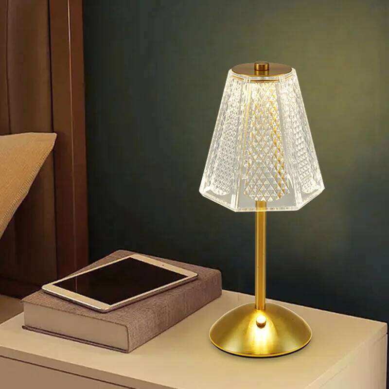 Crystal Diamond Table Lamps Retro Led Bar Desk Lamp USB Rechargeable Eye Protection Night Light for Bedroom Hotel Office H260225