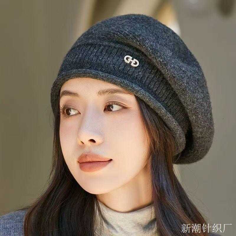 2025 Womens Autumn and Winter Fashion Korean Style Versatile Wool Knit Hat for Middle-Aged and Elderly Comfortable and Warm Hat S260225