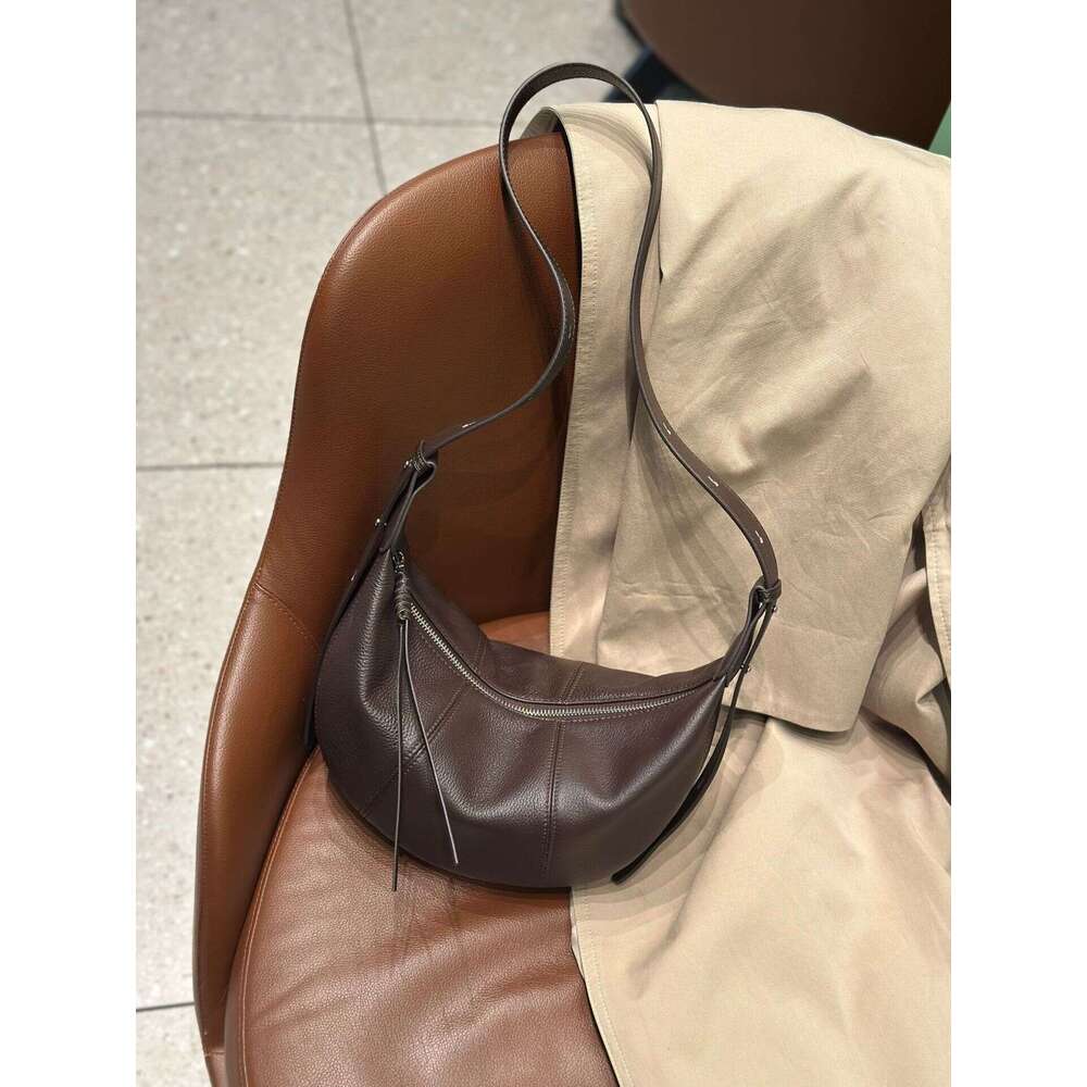 Luxury Shoulder Bags Totes Natural Distressed Top Grain Cowhide Shoulder And Crossbody High End Genuine Underarm Dumpling Bag Soft Leather Simple Wome