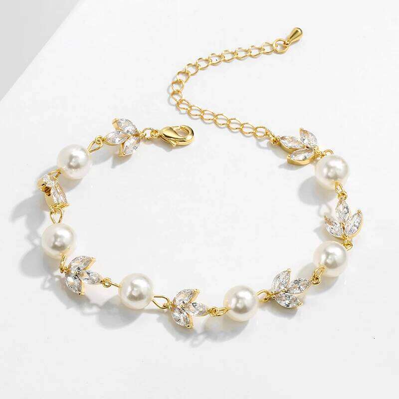 ZAKOL Luxury Shiny AAA Cubic Zirconia Imitation Pearl Charm Bracelet for Women Elegant Wedding Jewelry Gift Z260225
