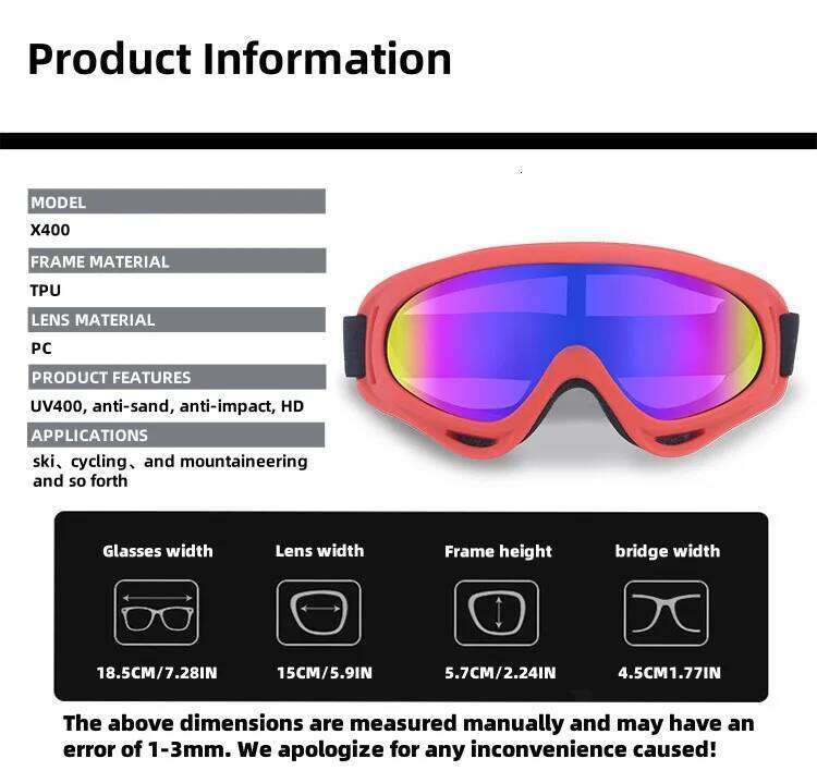 Man Women Mountain Sports Anti-Glare Windbreak Ventilate Glasses Ski Equipment Motorcycle ATV MTB DownHill Racing Goggles 2024 Z260225