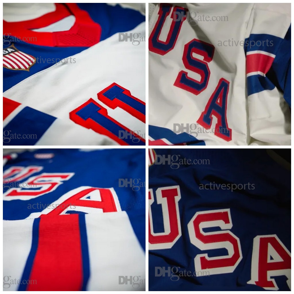Custom 86 Jack Hughes 2026 USA Jerseys 34 Matthews (C) Tkachuk Hellebuyck Tage Thompson Brock Nelson Zach Werenski Quinn Hughes Matt Boldy Stitched Ho