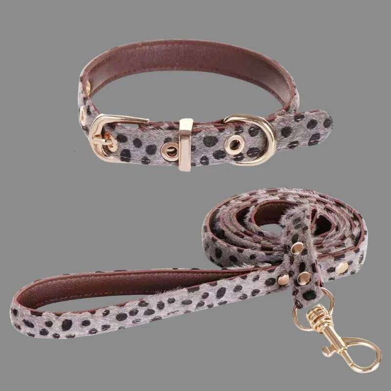 Leopard Print Horsehair Collar Chest Harness Leash Adjustable Set Small Dog Pet Supplies Accessories