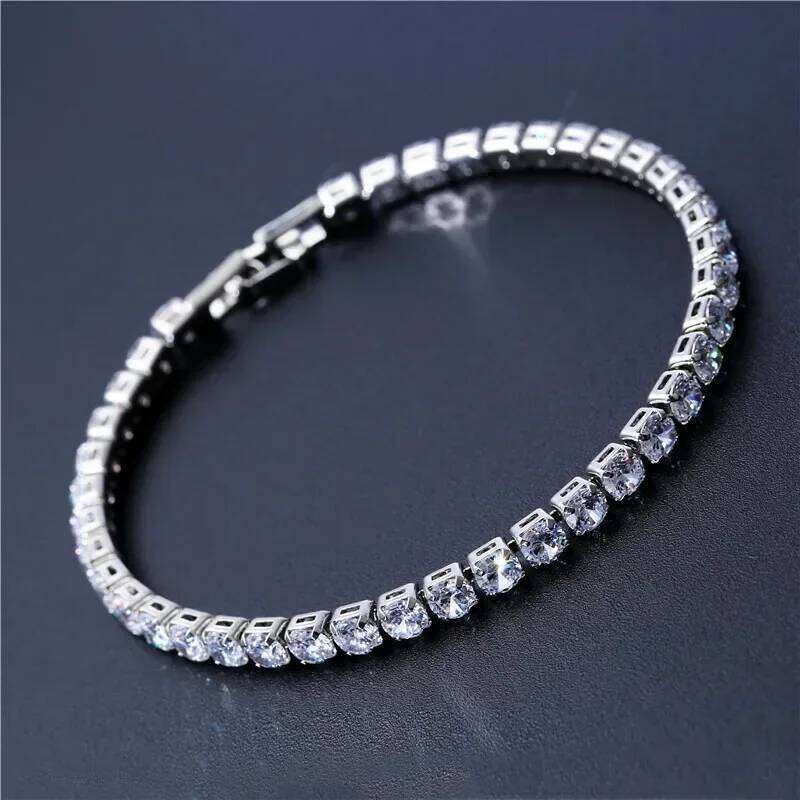 4mm Cubic Zirconia Tennis Iced Out Bracelets For Women Gold Silver Color Men Bracelet Chain Jewelry Z260225