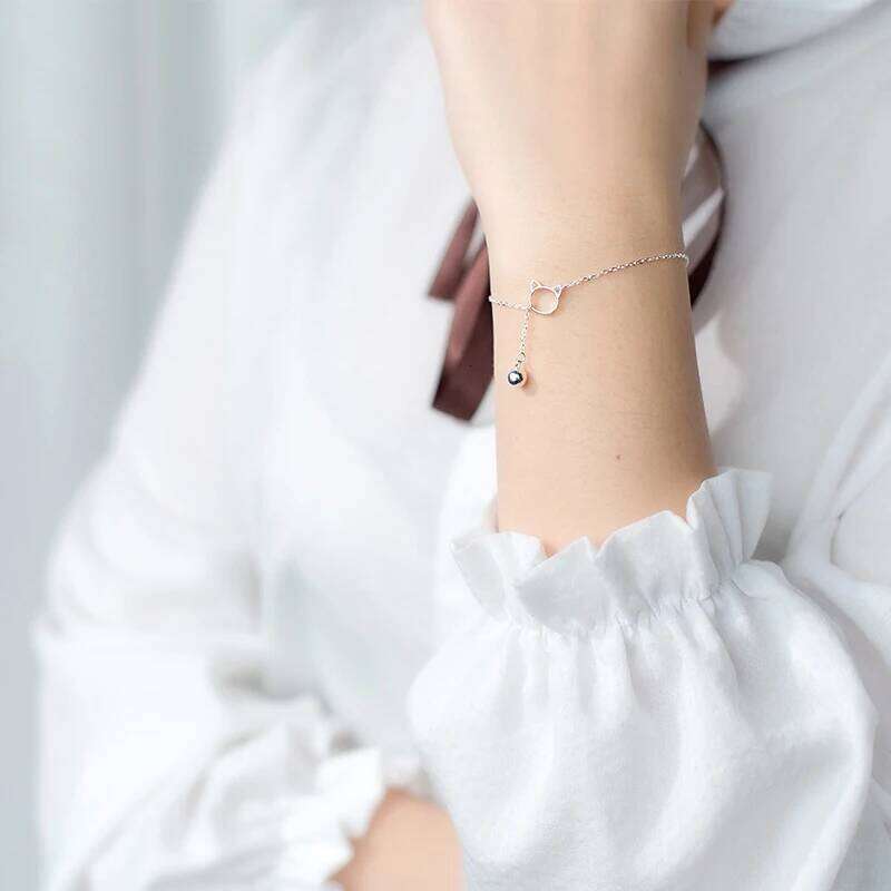Modian Trendy New Sale Chain Link Cat Lucky Bell Bracelet Tiny Cute 100% 925 Sterling Silver Bracelets For Women S925 Jewelry Z260225