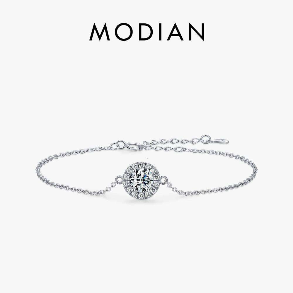 MODIAN Pure 925 Sterling Silver Luxury 1.0Ct Sparkling Clear CZ Link Chain Charm Bracelet For Women Wedding Engagement Jewelry Z260225