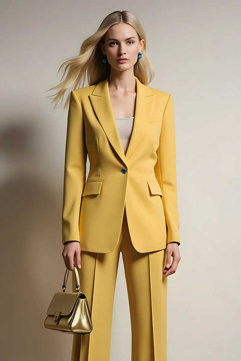 Modern Women's Suit 2 Piece Jacket Pant Peak Lapel One Button Lady Business Occasion Commuter Office Meeting Customized