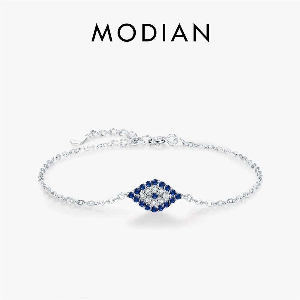 MODIAN 925 Sterling Silver Blue Eyes Zirconia Bracelet Trendy Stackable Daily Link Chain Bracelets For Women Fine Jewelry Z260225