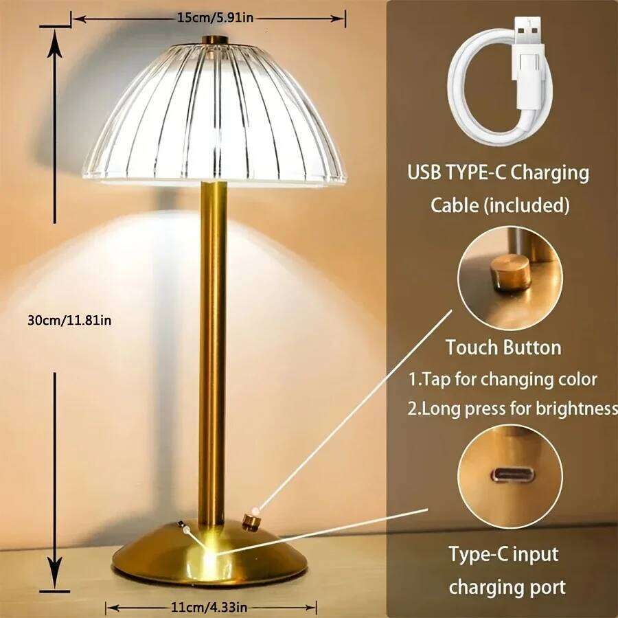 1PC Modern Pumpkin Crystal Table Lamp, with touch controlled three color dimmable function suitable for bedrooms studies cafe H260225