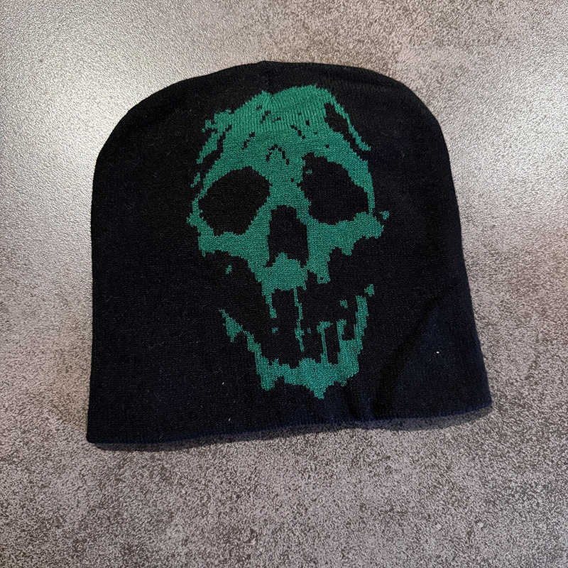New Skull Head Jacquard Pullover Knitted Hat Autumn Winter Men and Women Outdoor Warm Wool Hat Beanie Hat S260225