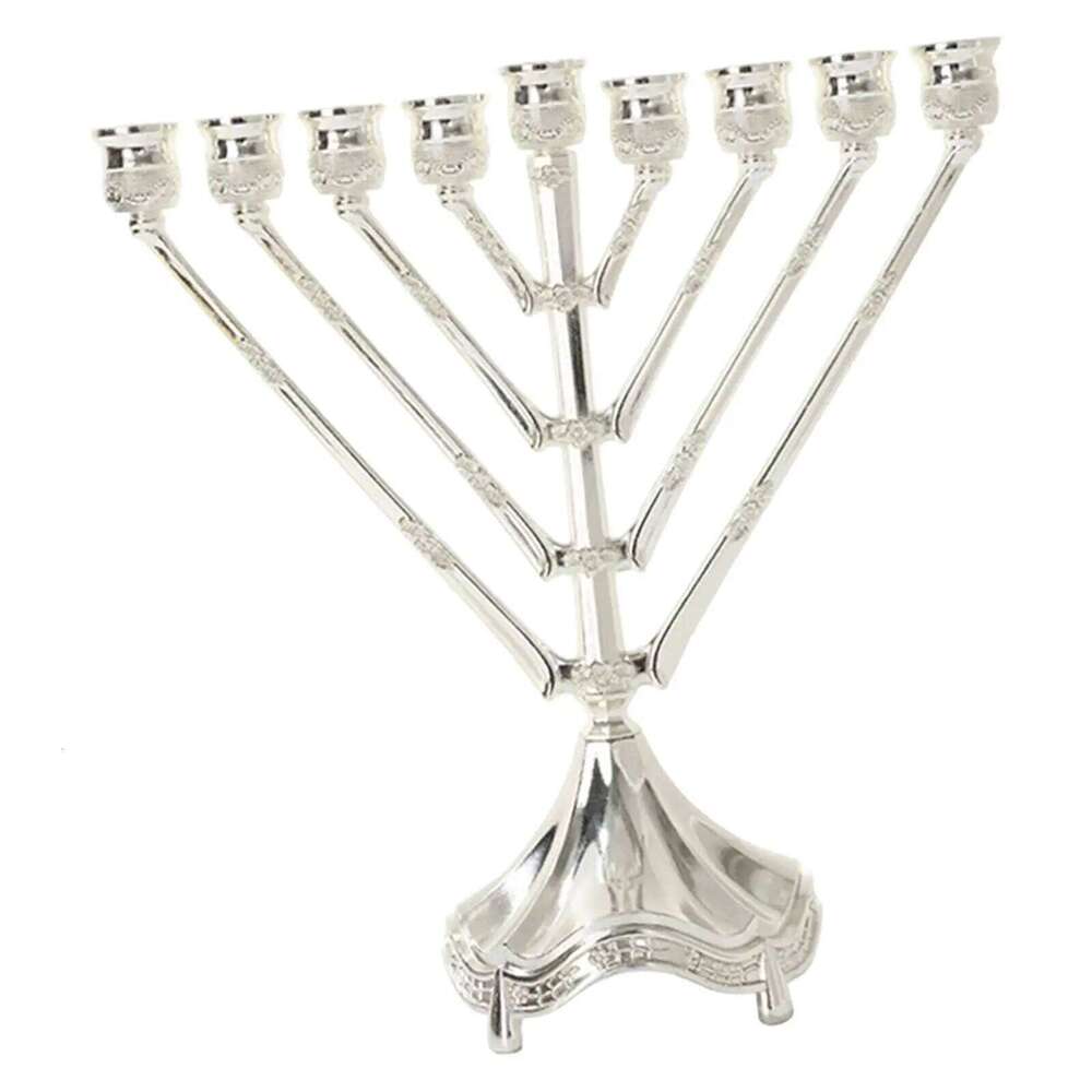 Zinc Alloy 9 Branch Menorah Candelabra for Holiday Decor Sturdy 10.4x9.4inch W260226