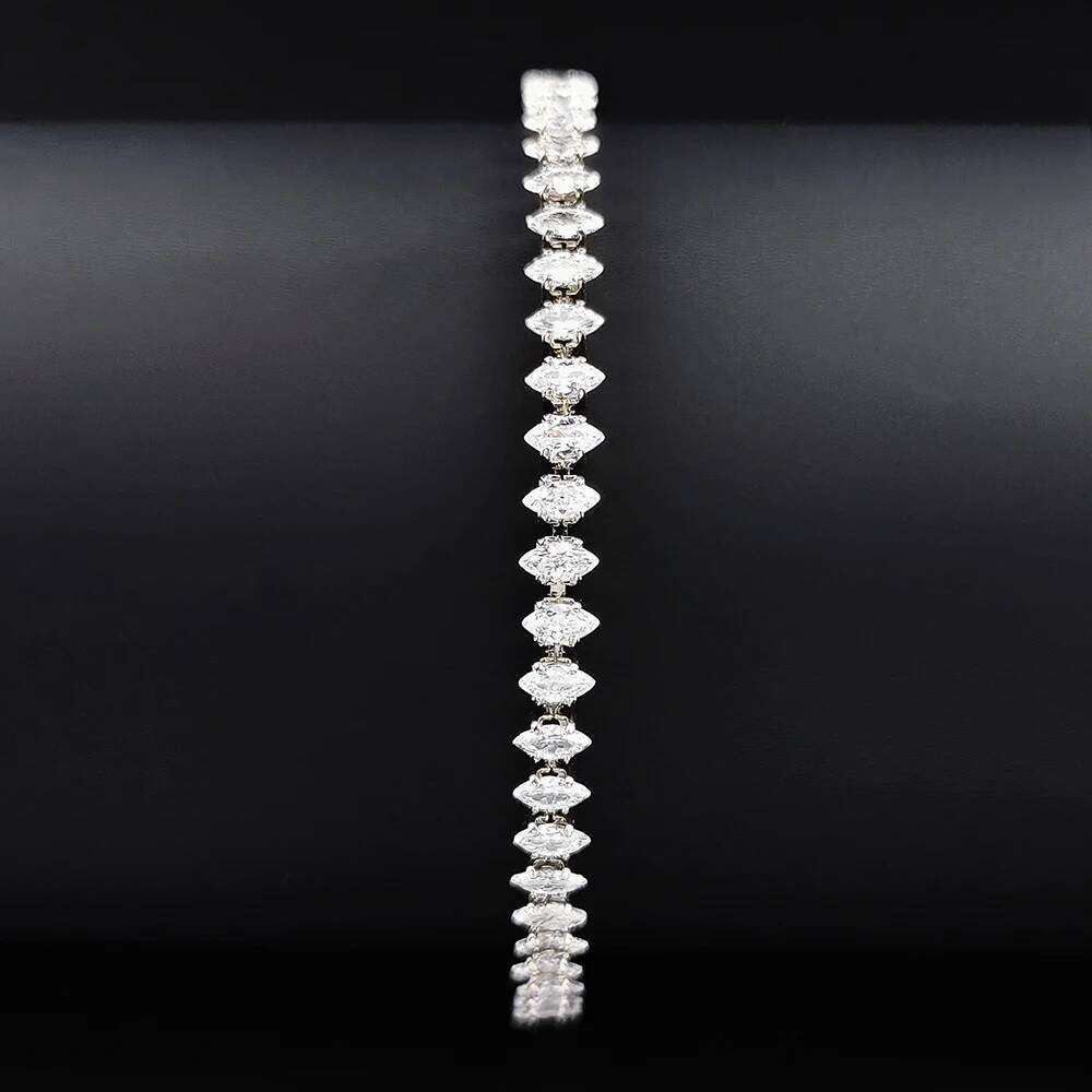 2024 New Marquise Oval Square Cut Luxury Silver Color on Hand Tennis Bracelet Bangle for Women Party Gift Jewelry S7062 Z260225