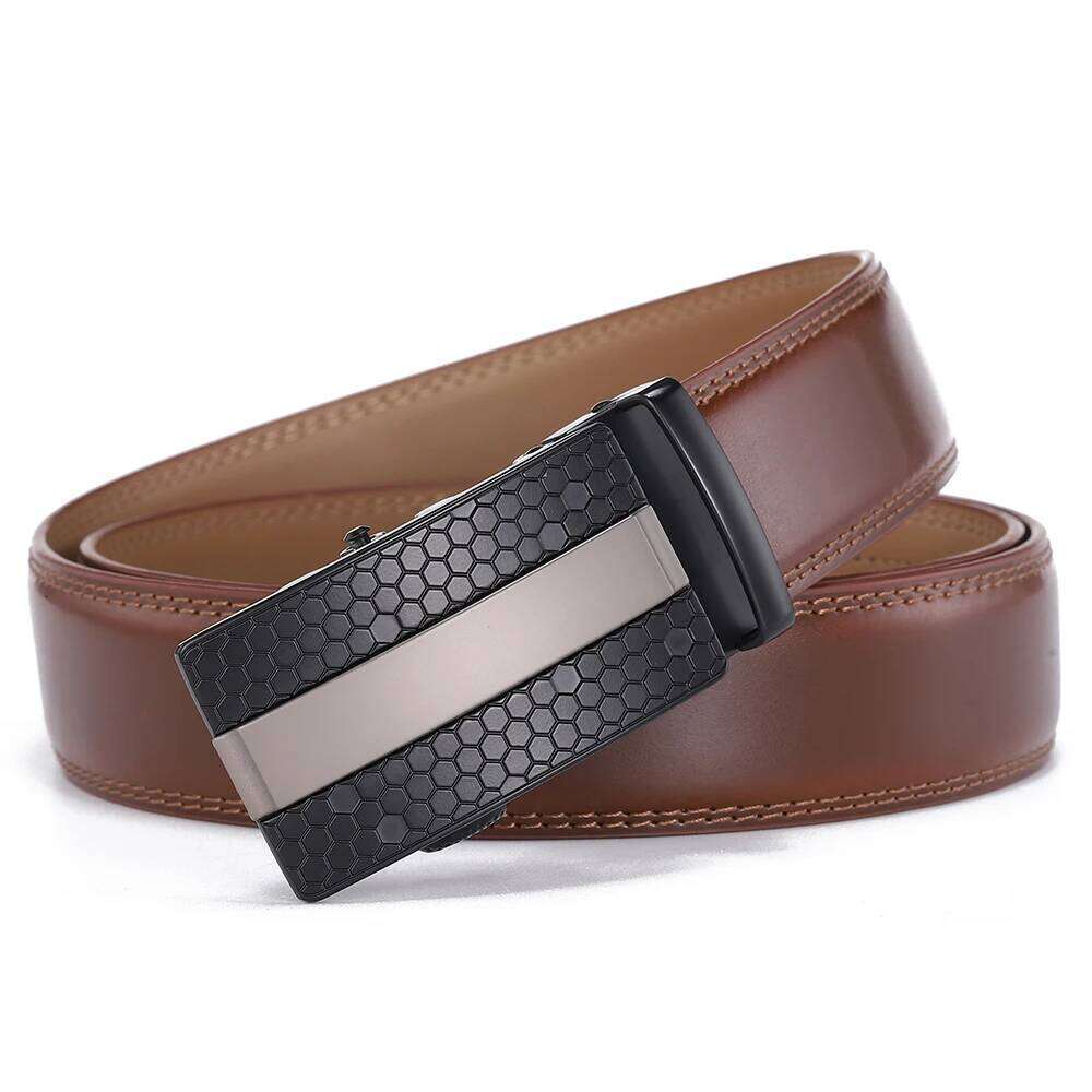 Men's Cowhide Automatic Buckle Genuine Leather Belt, Pure Leather, No Holes, Fashion Y260225