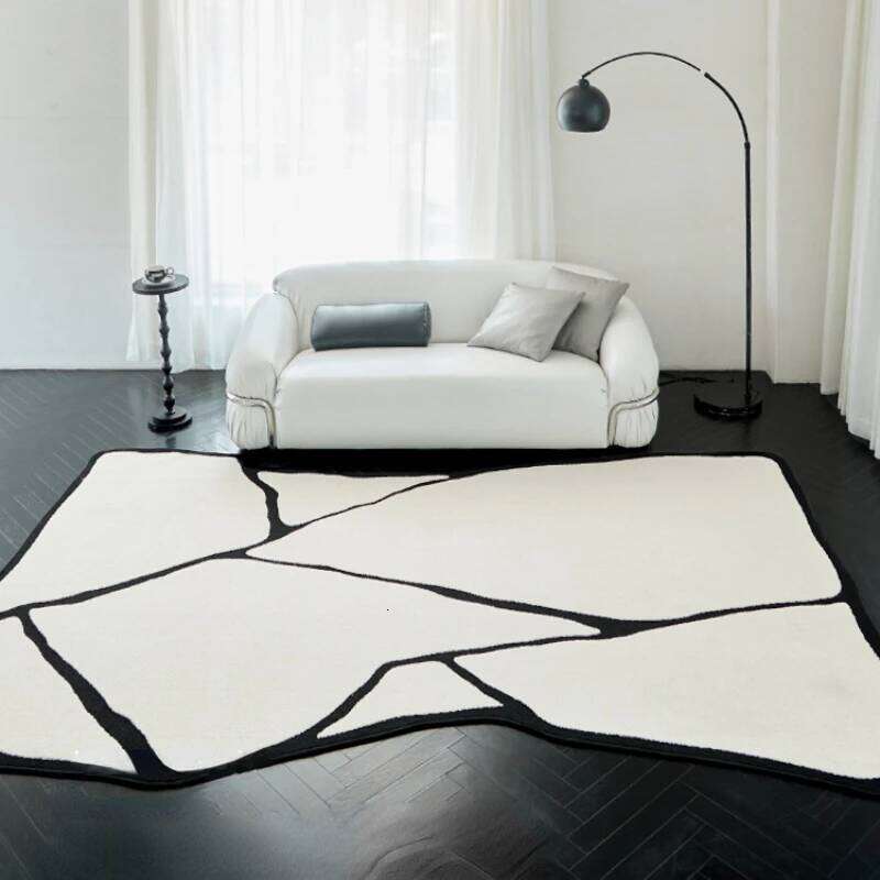 Modern Luxury Carpets for Living Room Fluffy Soft Plush Rug Black White Lines Bedroom Decor Carpet Large Area Washable Study Mat W260226