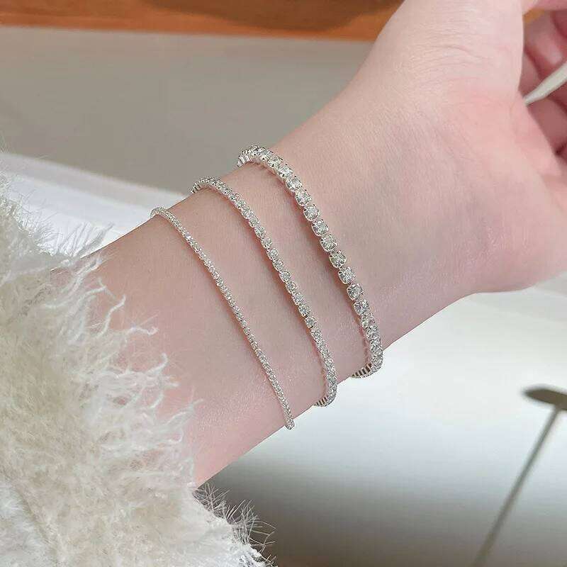 New 925 Sterling Silver Simple Shiny Zircon Bracelet Temperament Personality Women Accessories Birthday Party Gift Z260225