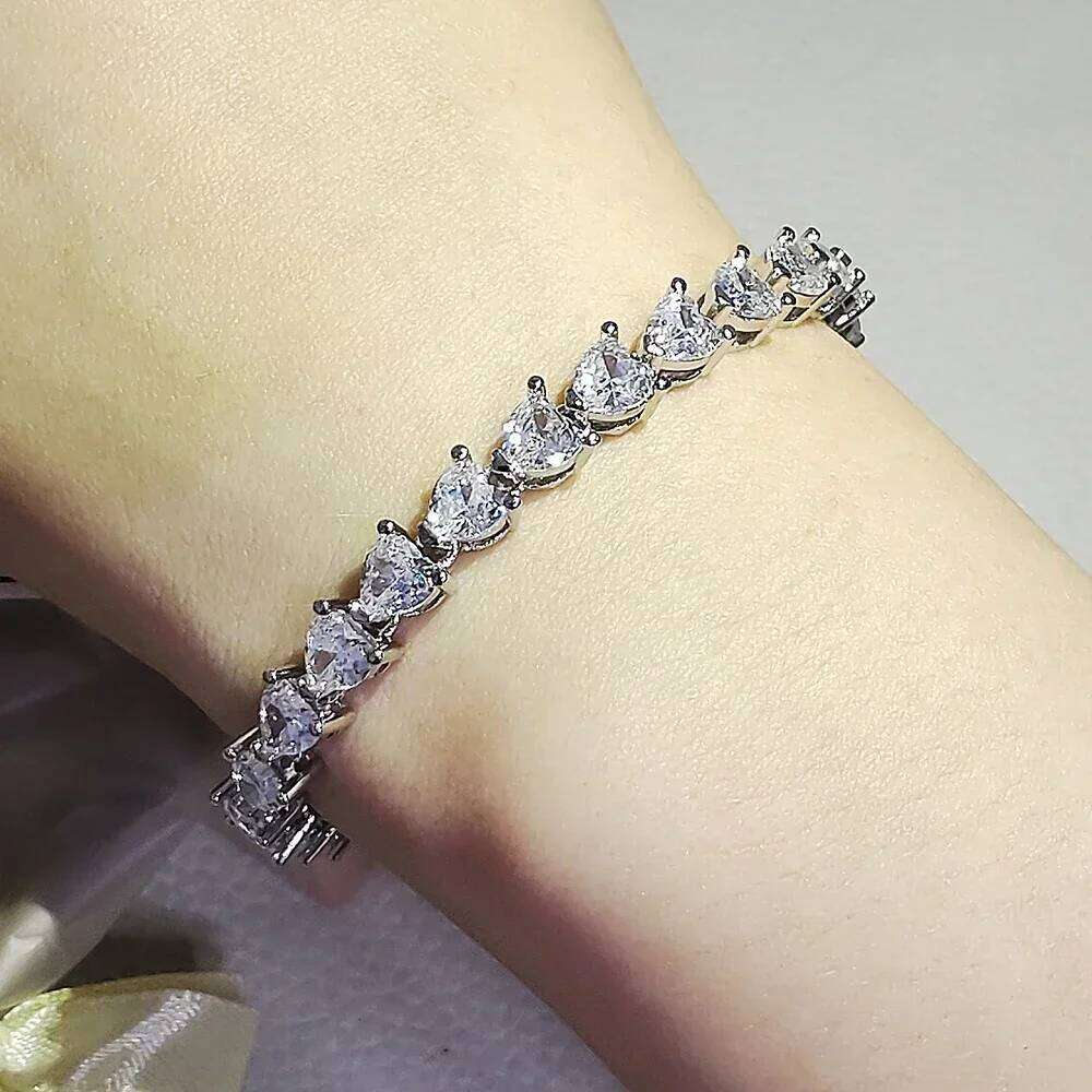 Moonso Luxury Heart Silver Color Bracelet Bangle for Women Wedding Bride on Hand Valentine's Day Gift Jewelry S7982 Z260225