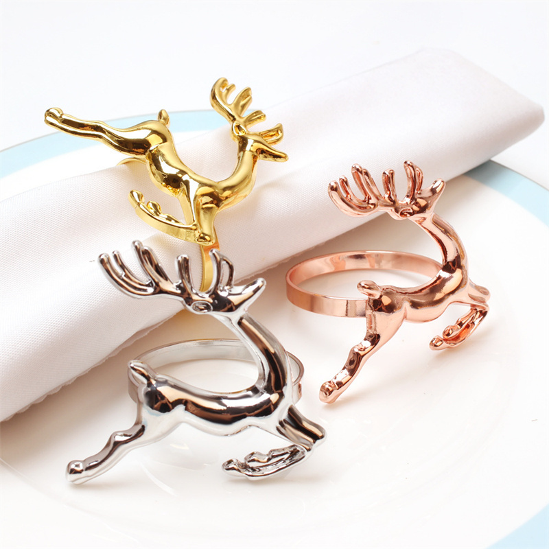 Deer Design Gold Napkin Ring for Christmas Decorative Napkin Holder
