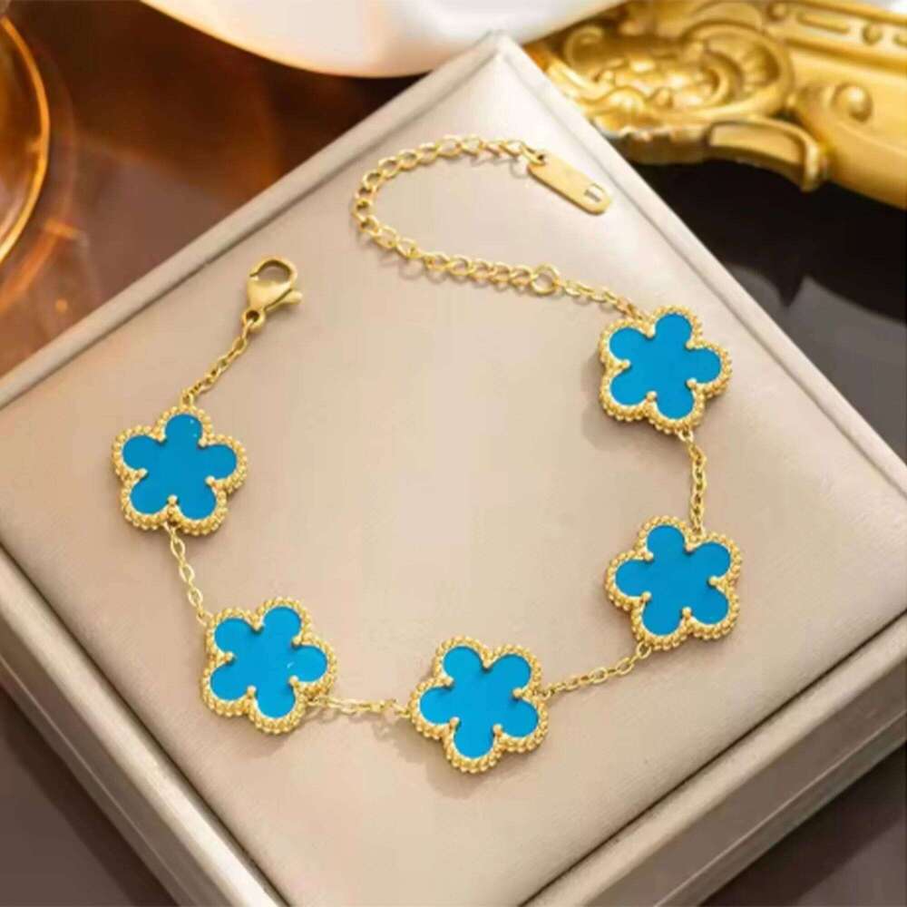 1pc Luxury Stainless Steel Women, Five Leaf Flower Adjustable Bracelet for Women Clover New Fashion Jewelry Gifts Z260225