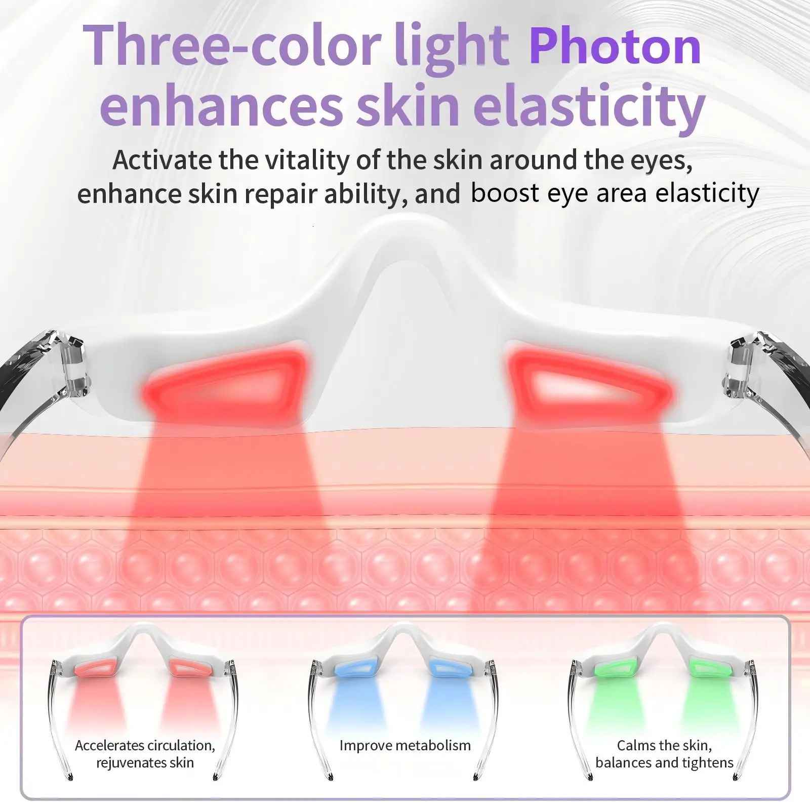 3 in 1 LED Pon Under Eye Beauty Device Red Light Microcurrent Massager Glasses for Bag Fatigue Dark Circles 260205