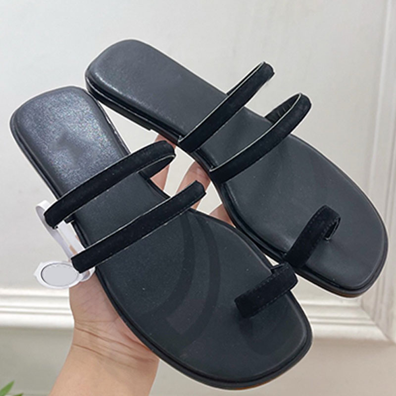 Ladies suede goatskin flat Georgia sandal Luxury Quality Toe clip sandals slippers Beach Vacation Summer Comfortable beach shoes size 35 42